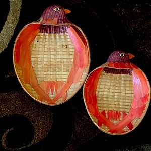 VINTAGE ZHEJIANG STYLE HAND CRAFTED   BIRD BASKETS PEOPLES REPUBLIC OF CHINA